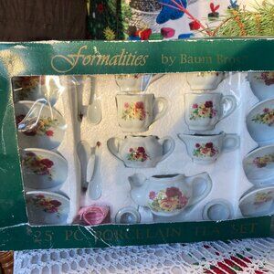 Porcelain Mini Tea Set Victorian Rose Vintage Charm Baum Bros 25-Piece